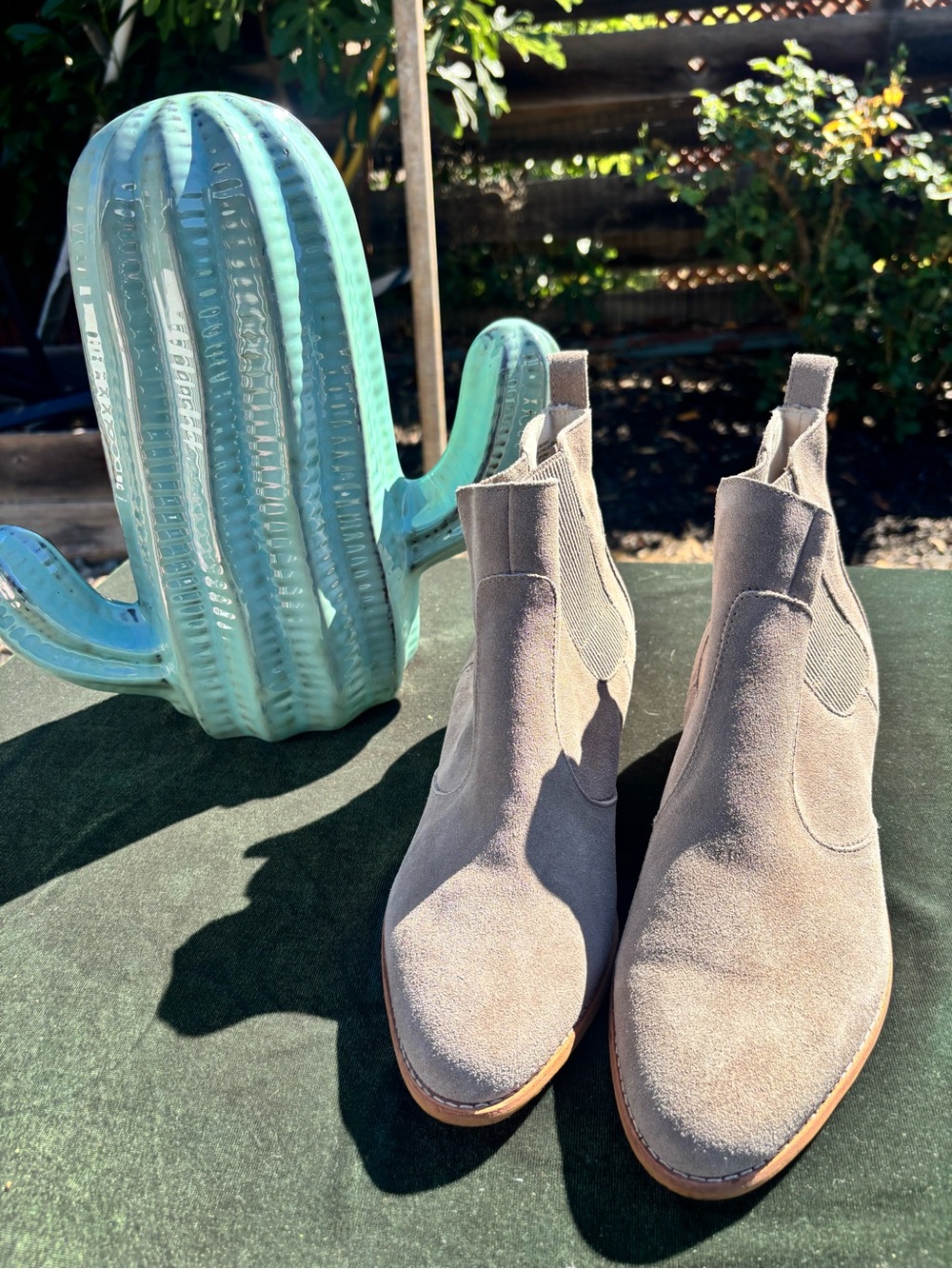 Women's Suede Chelsea Ankle Booties in Light Gray - Classic Pull-On Style